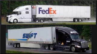 Truck Madness! Caught in the Storm: Black Kenworth T680, Swift, FedEx Volvo and others