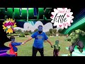 super man and hulk help little girl