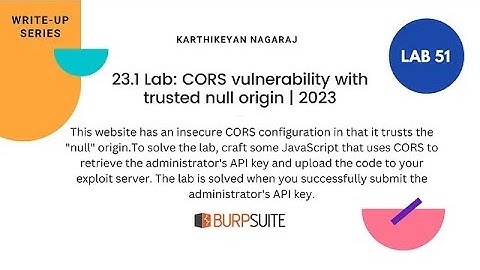 23.1 Lab: CORS vulnerability with trusted null origin | 2023