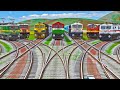 10 Trains Crossing By Bumpy Dangerous Railroad Crossing : Funny Railroad Tracks