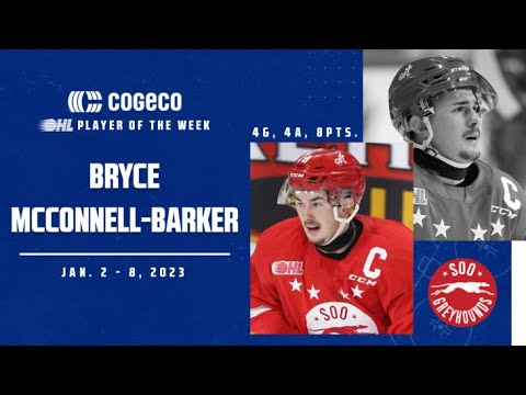 Greyhounds' Bryce McConnell-Barker named Cogeco OHL Player of the Week