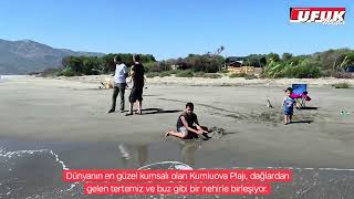 Dünyanın en güzel kumsalı Kumluova Plajı, dağlardan gelen tertemiz, buz gibi bir nehirle birleşiyor
