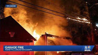 Garage, car catch fire in Marietta, Lancaster County