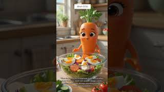 ผักเล่า EP20 แครอททำสลัด (Cute Carrot Prepare a Salad) #aigenerated #dailyshorts