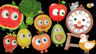 Hickory Dickory Dock - Sensory Dance Party Compilation * Funky Fruits Animation and Upbeat Music!