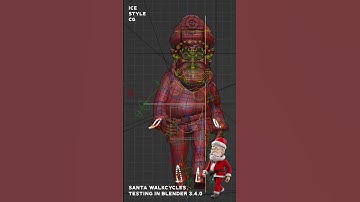 Santa walk cycles animation test in Blender 3.4.0