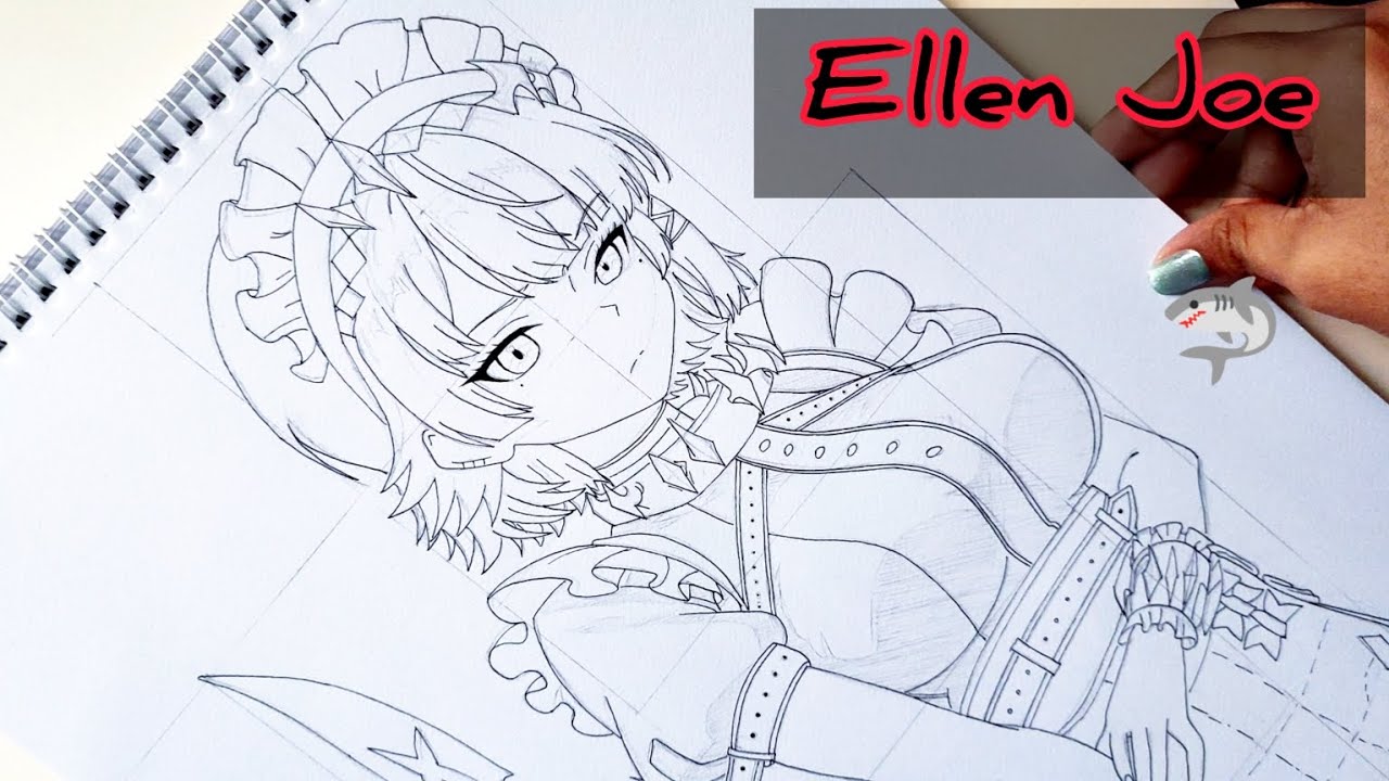 Como dibujar a Ellen Joe ❤️🖤🦈/ How to draw Ellen Joe ❤️🖤🦈