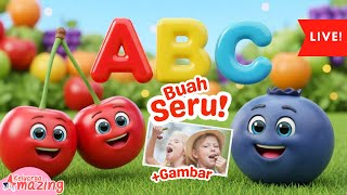 🔴 LIVE: Belajar Huruf A B C & Nama Buah untuk Anak 🍎🎶 | Edukasi Interaktif PAUD & TK