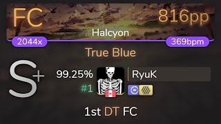 [Live] RyuK | dj TAKA - True Blue [Halcyon] 1st  HDDT FC 99.25% {#1 816pp FC} - osu!