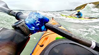 Sea Kayaking in Wales:  Dinas Head (Pembrokeshire) ROUGH WATER!!!