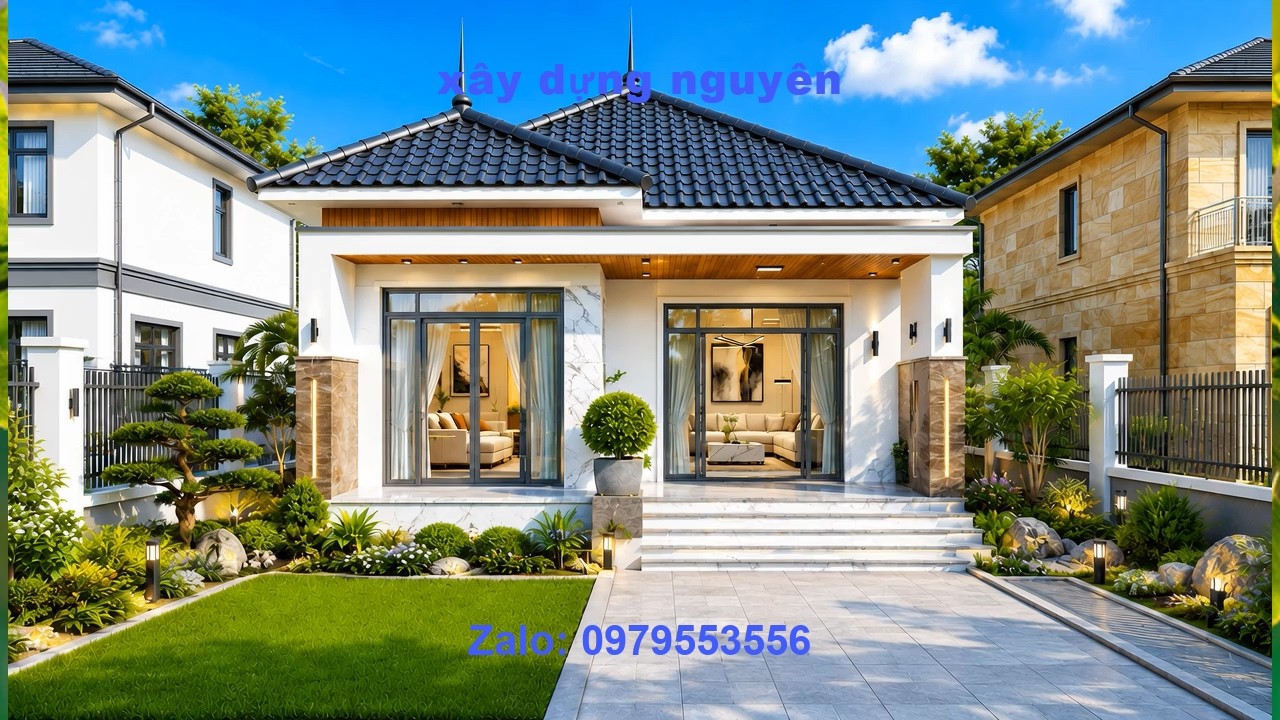 Mẫu Nhà Cấp 4 Mái Nhật Diện Tích 6x20m Thiết Kế 3 Phòng Ngủ #nhacap4 #mainhat