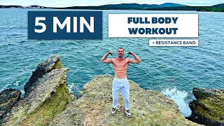 Full Body Resistance Band Workout At The Beach 5 Min