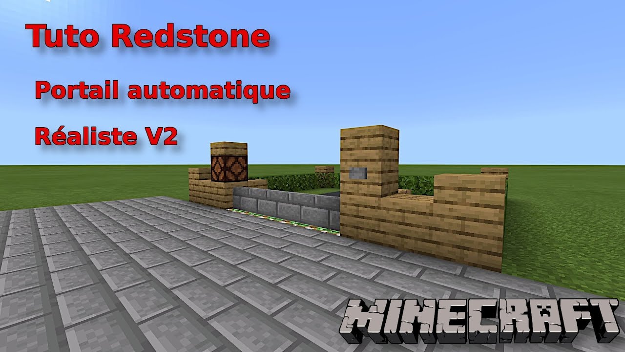 TUTO REDSTONE MINECRAFT: PORTAIL AUTOMATIQUE RÉALISTE V2 - YouTube