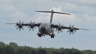 Airbus A400M Atlas Combat approach Short Landing and reverse RIAT 2019 RAF Fairford AirShow