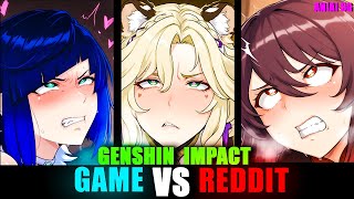 Sus 💖Genshin Impact Anime Vs Reddit (The Rock Reaction Meme)