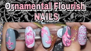 Pink & Gray Swirl Nails Using CJS-45 Ornamental Flourish screenshot 4