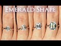 Emerald Shaped Diamond Size Comparison on Hand Finger Engagement Ring Cut 1 Carat 2 ct .66 3 4 1.5