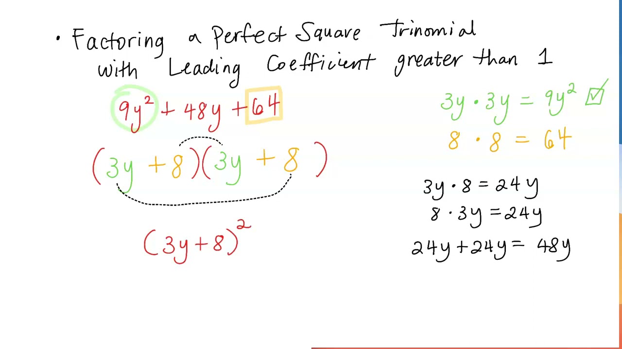ALEKS Factoring a Perfect Square Trinomial with Leading Coef