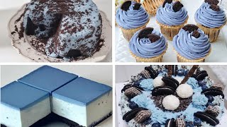 Satisfying Relaxing Video|🧊🍆🍇A Video With A Bold Blue Flavor – Sea Salt Oreo Ice Cream Cake|Asmr