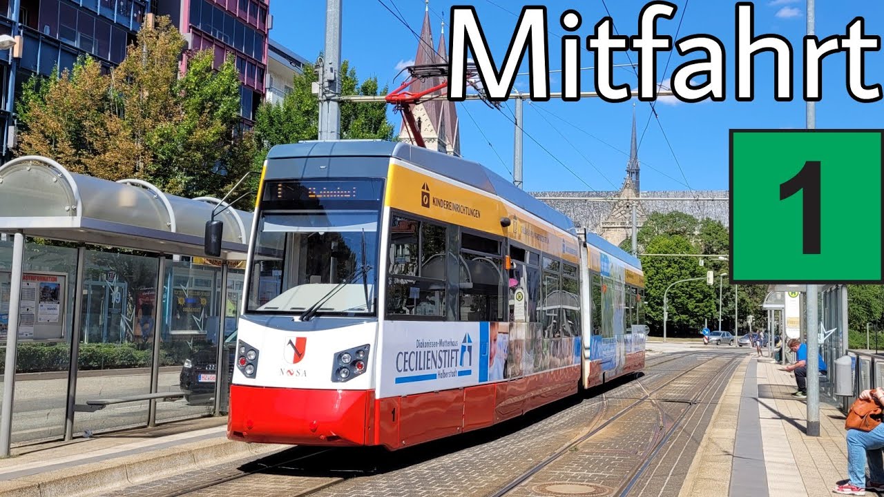Straßenbahn Halberstadt | Mitfahrt im Leoliner NGTW6H auf der Linie 1 | Bahnhof - Friedhof