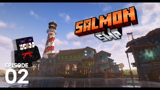 สร้างหมู่บ้านริมแม่น้ำ | SalmonSMP EP.2