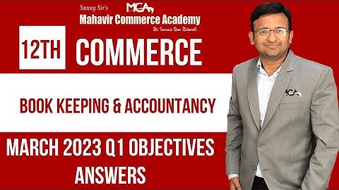 12th Bk March 2023 objectives solution|HSC |Accounts|Board Exam March  2023 solution