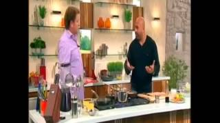 SAT BAINS and JAMES MARTIN Belly pork with piccalilli purée SATURDAY KITCHEN