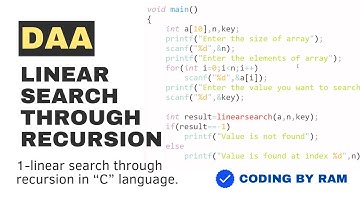 Linear Search through Recursion in c language | linear search recursively calling | simple code in c
