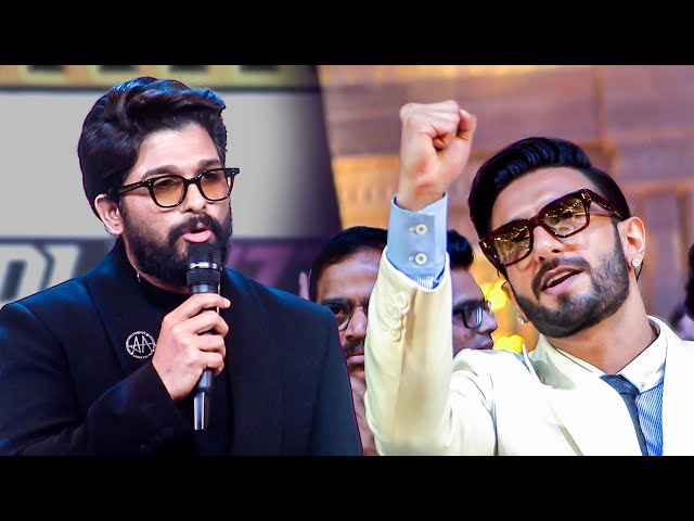 Pushpa 2 Allu Arjun's iconic speech and camaraderie between him and Ranveer Singh at South Awards class=