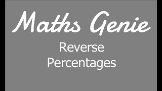 Reverse Percentages