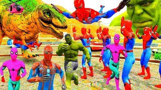Siêu Nhân Khổng Lồ Đại Chiến Khủng Long Bạo Chúa, GTA V Spiderman Dinosaur T REX | mắt khỉ vlog