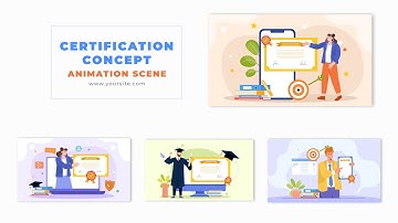 Flat Character Design Certification Concept Animation Scene After Effects Template