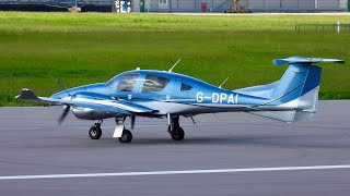 Private Diamond DA62 G-DPAI takeoff and landing at Cambridge
