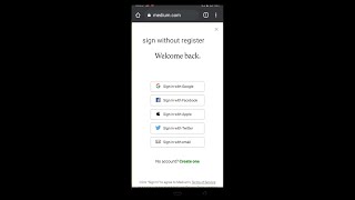 How to sign without register on medium.com from browser android using one account gmail screenshot 5