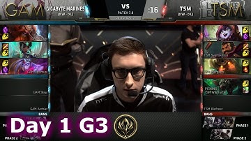 TSM vs Gigabyte Marines | Day 1 Game 3 LoL MSI 2017 Group Stage | TSM vs GAM MSI G1