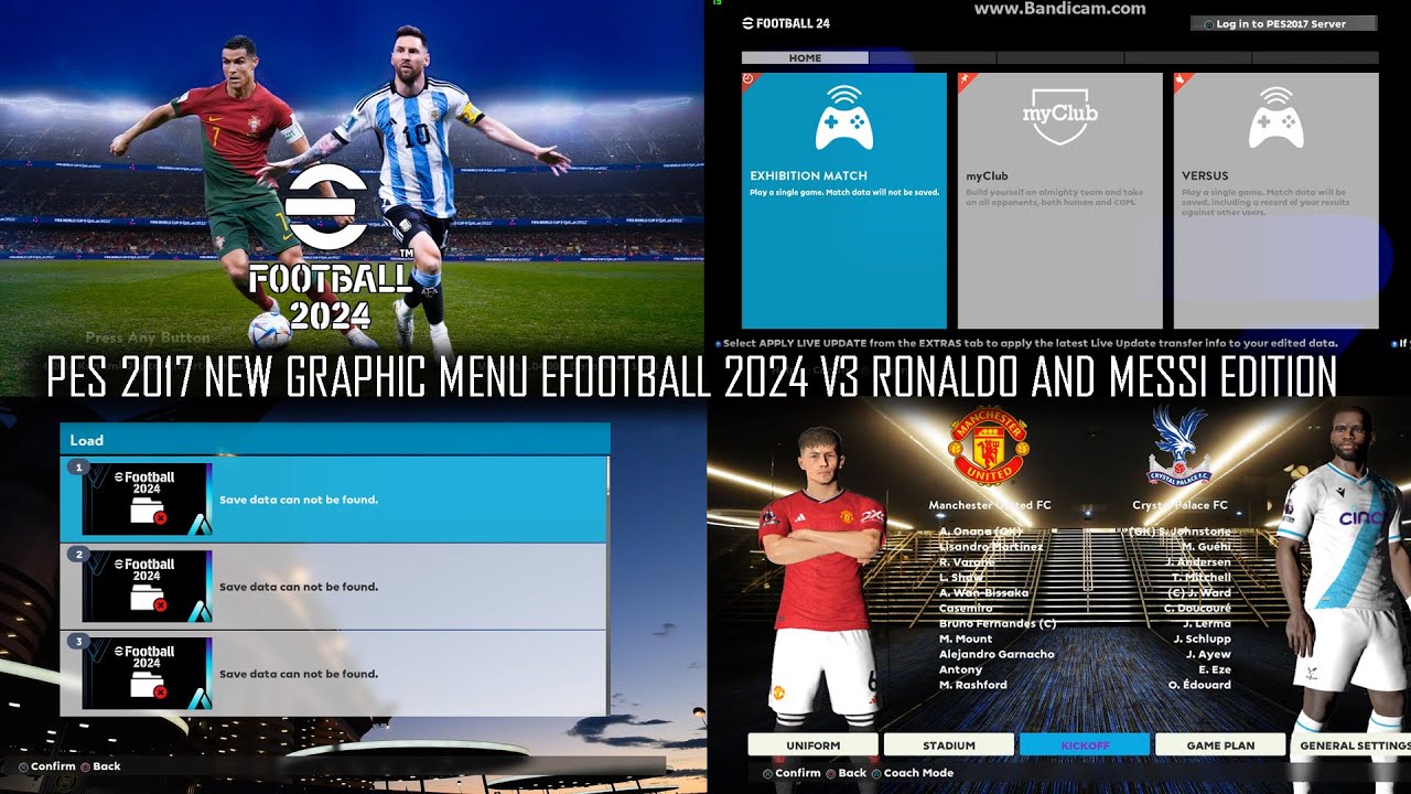 PES 2017 NEW GRAPHIC MENU EFOOTBALL 2024 V3 RONALDO AND MESSI EDITION ...