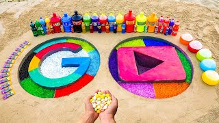 How to Make Google and Youtube Logo with Orbeez Rainbow, Big Coca Cola, Soda vs Mentos Underground