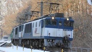 JR貨物EF64 1011号機1003号機(大宮更新色)重連 中央西線 石油貨物列車6883レ 2014.1.4 撮影