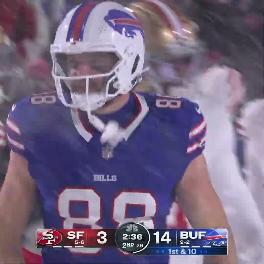 Dawson Knox catches for a 39-yard Gain vs. San Francisco 49ers