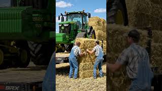 USA Farmers Loading Hay Bales Giant Load with John Deere 9RX Tractor 🚜 | Heavy Farming Work