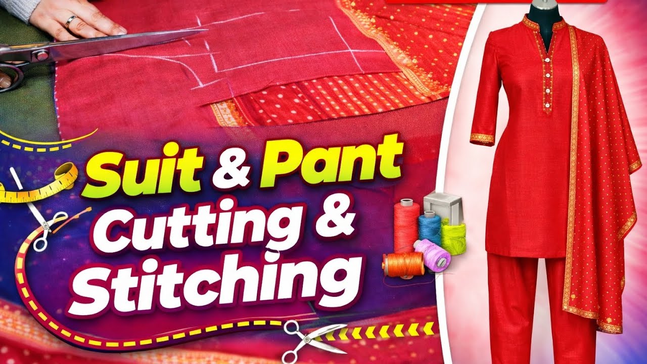 Designer Collar Suit Pant Kaise Banaye? ✂️ | Easy Cutting & Stitching Method @Anjaliclassicboutique 