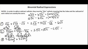 Chapter 6-3 video 2: Adding and Subtracting Unsimplified Radical Expressions