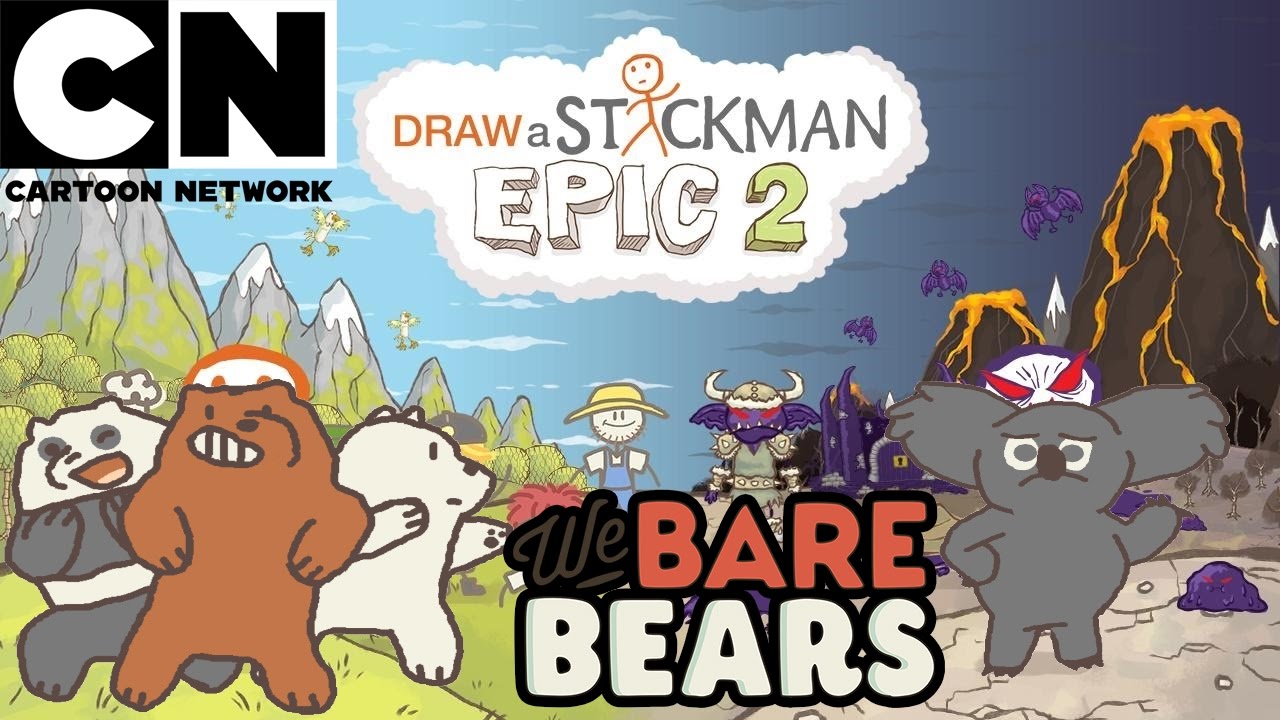 WE BARE BEARS Draw a Stickman Epic 2 Gameplay - Three Bears vs Nom Nom - The Secret Ink Mine