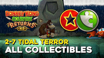 Donkey Kong Country Returns HD 2-7 Tidal Terror All Collectibles (All Letters And Puzzle Pieces)