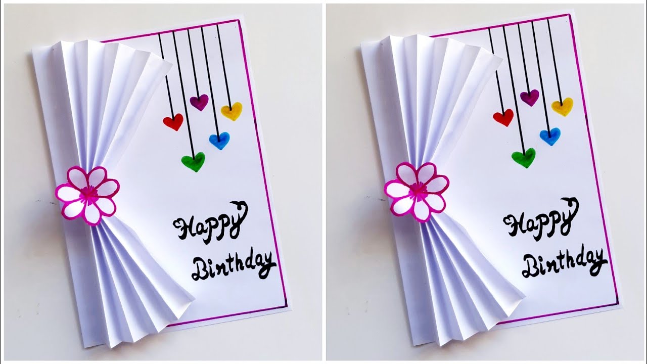 Easy & Beautiful white paper Birthday Card making|DIY Birthday greeting ...