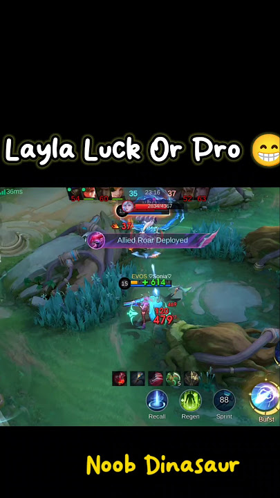 Layla Luck Or Pro 😁 #mllb #layla #noobdinasaur