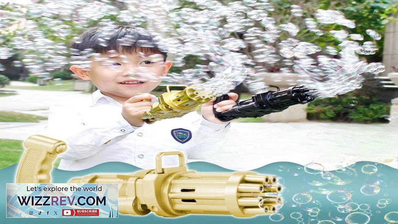 10 Hole Automatic Gatling Bubble Machine Electric Blower Soap Water Maker Gun Review