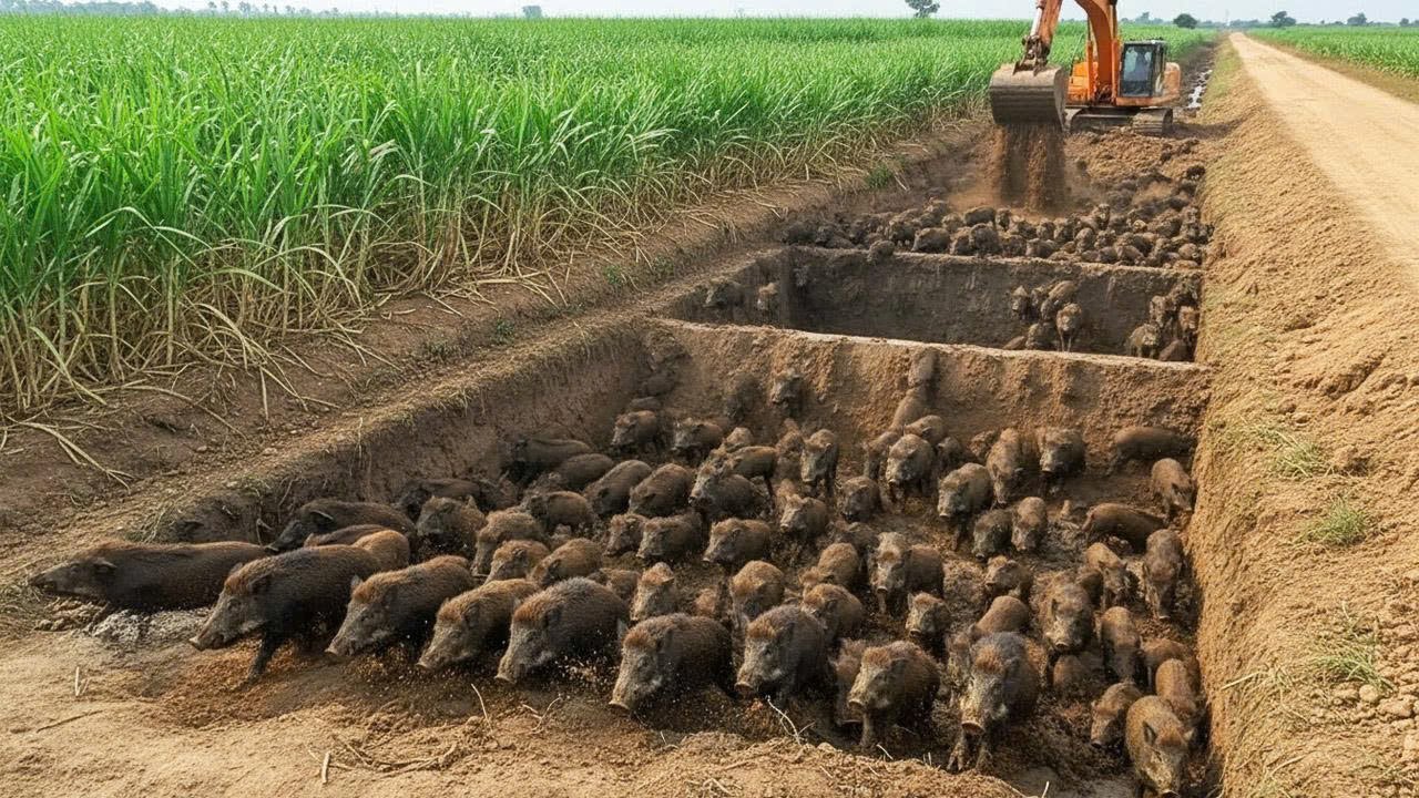 Фермер устанавливает ловушки на диких кабанов, чтобы защитить свою ферму – Фермер борется с диким...