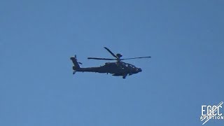 British Army Air Corps 2x WAH-64D Longbow Apache AH1 Flying Over Manchester
