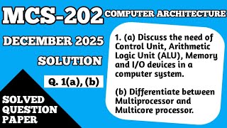 P1- Control Unit, ALU, Memory, I/O Devices and Multiprocessor vs Multicore Processor | MCS202 Dec 25